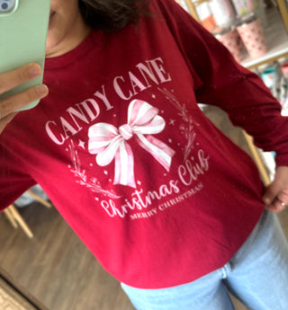 Women’s Longsleeve Candy Cane Shirt Graphic/Graphic Long Sleeve Tees - Chickie Collective