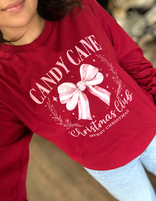 Women’s Longsleeve Candy Cane Shirt Graphic/Graphic Long Sleeve Tees - Chickie Collective