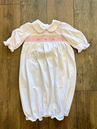 White and Pink Geometric Claire Gown