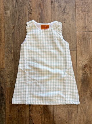 Green Gingham Addison A-Line Girls Dress