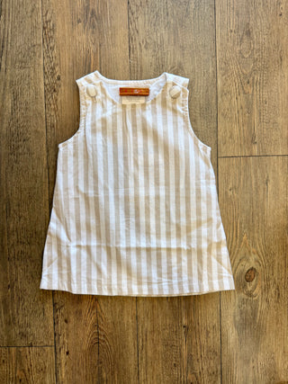 Khaki Stripe Addison A-Line Girls Dress