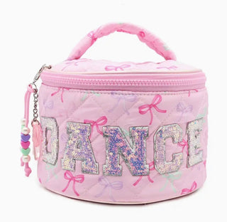 Dance Quilted Bow Printed Round Glam Bag