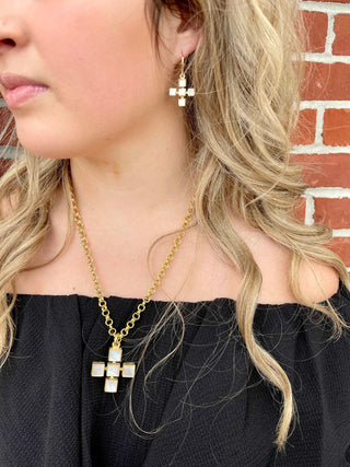 MOP Cross Earrings Earring    - Chickie Collective