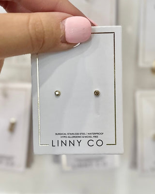 Cooper Screwback Stud Earrings Clear Gold Earring - Chickie Collective