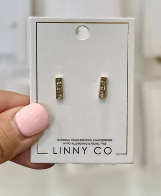 Vega Screwback Stud Earrings with Emerald CZ Stones Earring - Chickie Collective