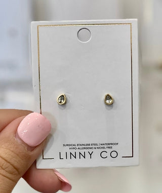 Paloma Screwback Stud Earrings Pear Gold Earring - Chickie Collective
