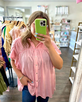 Loose Fit Silky Woven Shirt Women's Top    - Chickie Collective