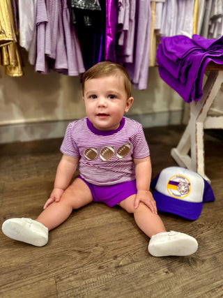 Purple Stripe Football Trio Shirt Boy's Shirt - Chickie Collective