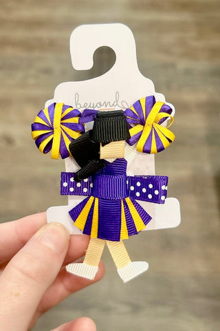 Purple and Yellow Gold Cheerleader Hair Clip Kids Hair Accessories - Chickie Collective