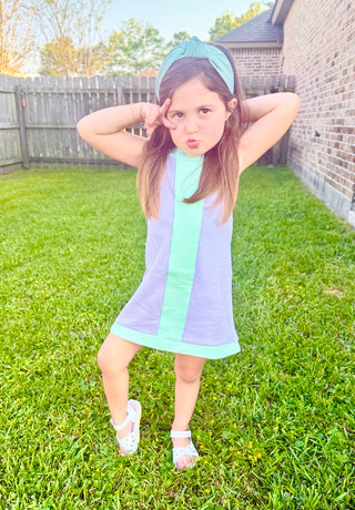 Purple & Mint Collins Girls Dress