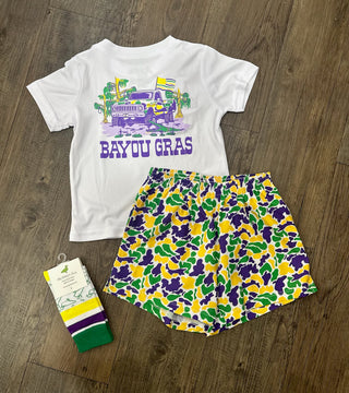 Mardi Gras Camo Billy Boy Short - Chickie Collective