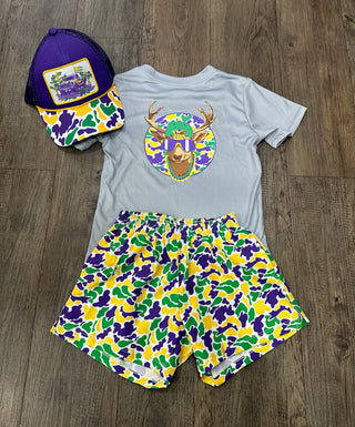 Mardi Gras Camo Billy Boy Short - Chickie Collective
