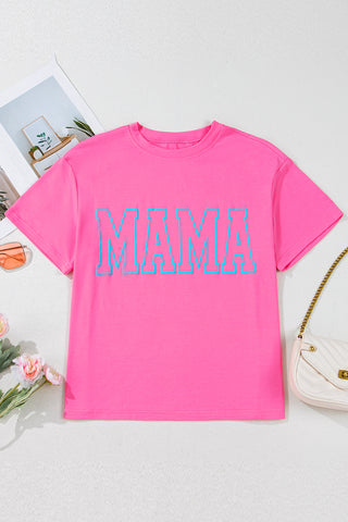Bright Pink MAMA Letter Graphic Neon T Shirt for Moms Women's Top - Chickie Collective