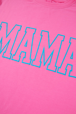 Bright Pink MAMA Letter Graphic Neon T Shirt for Moms Women's Top - Chickie Collective