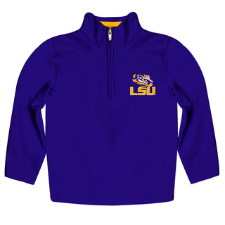 LSU Tigers Solid Purple Quarter Zip Pullover Sleeves Jacket    - Chickie Collective