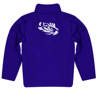 LSU Tigers Solid Purple Quarter Zip Pullover Sleeves Jacket    - Chickie Collective