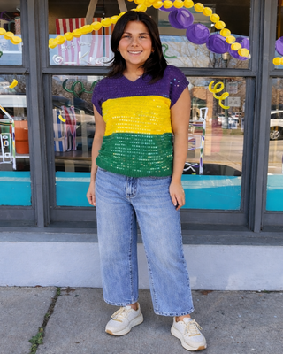 Sequin TriColor Mardi Gras Sweater Vest