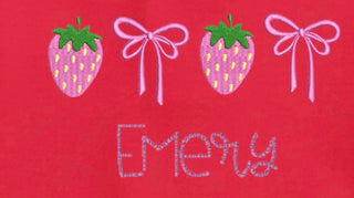 Baby Girl Red Puff Sleeve Romper  - Strawberry Designs