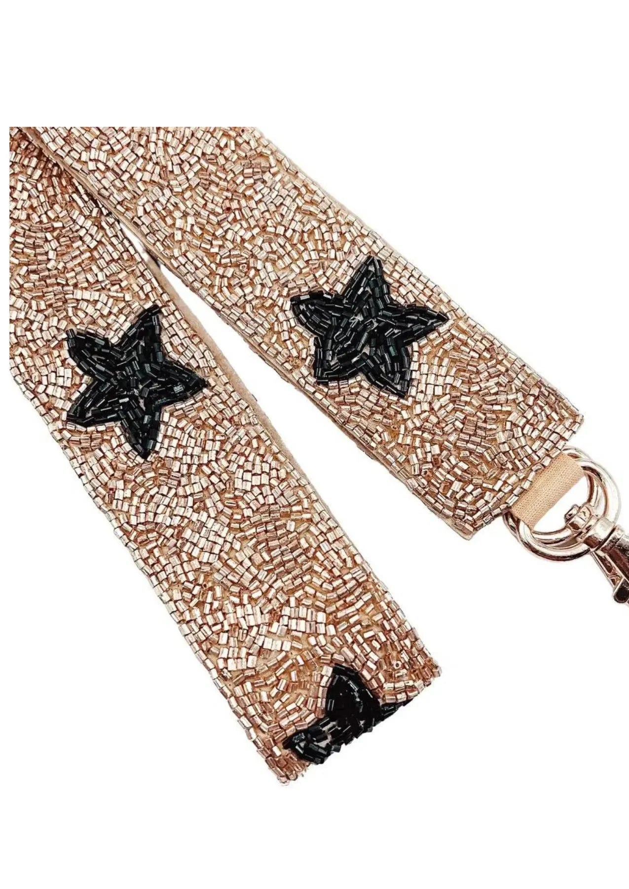 Beaded Purse Strap - Gold with Black Stars - Saints Football     - Chickie Collective