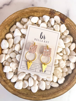 The Kate Mini leather earring  (blush)     - Chickie Collective