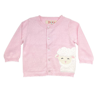 Lamb Peek-A-Boo Cardigan Sweater Pink 6 Month - Chickie Collective