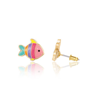 Glitter Rainbow Fish Cutie Stud Earrings - Chickie Collective