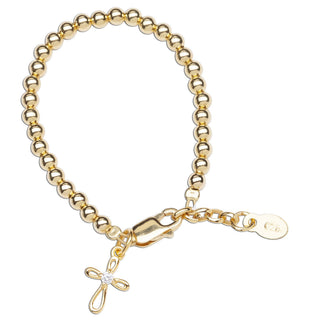 Kids 14K Gold-Plated Cross Bracelet Baby Girl Baptism Gift Small 0-12m - Chickie Collective