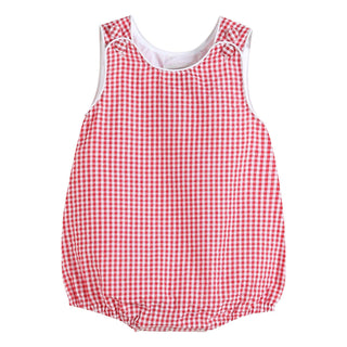 Classic Red Seersucker Baby Bubble Romper     - Chickie Collective