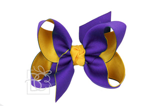 Layered Purple and Yellow Gold Grosgrain Bow Kids Hair Accessories - Chickie Collective