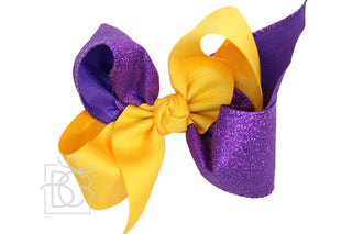 Crisscross Glitter & Grosgrain Bow (Purple & Yellow Gold)     - Chickie Collective