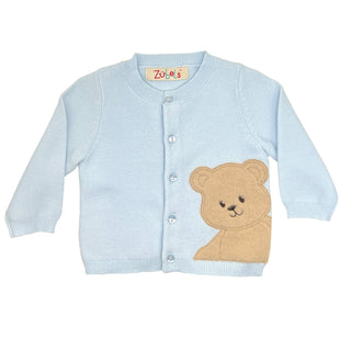 Bear Peek-A-Boo Cardigan Sweater in Blue 3 Month - Chickie Collective