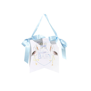 "Welcome Baby" Stork Hanger Blue - Chickie Collective