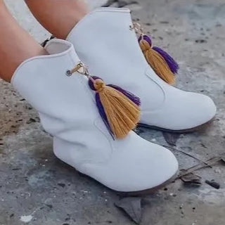 Purple & Gold Boot Tassels Boots    - Chickie Collective