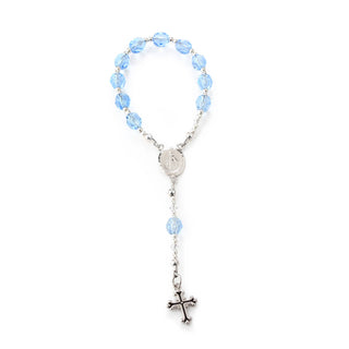 Sterling Silver Blue Baby Rosary Baptism Gift for Boys - Chickie Collective