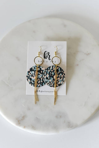 Emily leather earrings-hypoallergenic-blue-18k     - Chickie Collective