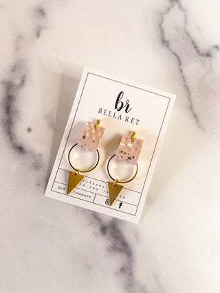 The Kate Mini leather earring  (blush)     - Chickie Collective