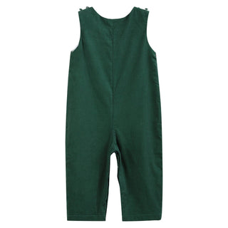 Green Christmas Smocked Overalls: Boys JonJon - Chickie Collective