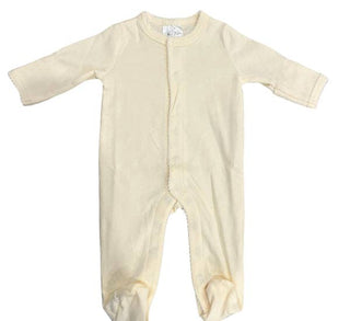Footies - Picot Trim: White w/Blue / NB Baby Clothing - Chickie Collective
