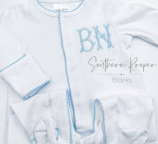 Footies - Picot Trim: White w/White / NB Baby Clothing - Chickie Collective