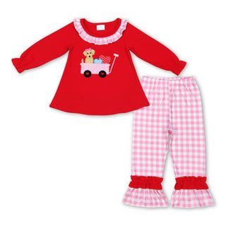 Girls Dog Heart Ruffle Valentines Set Girl Outfit - Chickie Collective