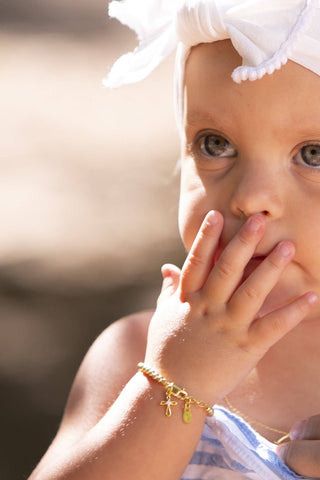 Kids 14K Gold-Plated Cross Bracelet Baby Girl Baptism Gift - Chickie Collective