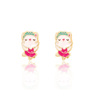 Ballerina Kitty Cutie Stud Earrings     - Chickie Collective