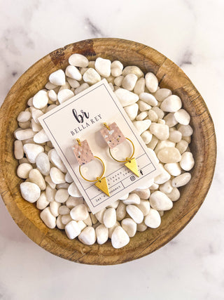 The Kate Mini leather earring  (blush)     - Chickie Collective