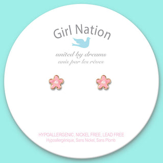 Pink Fancy Flower Cutie Stud Earrings     - Chickie Collective