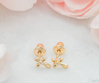 14K Gold-Plated Cross Earrings for Baptism or Communion Gift - Chickie Collective