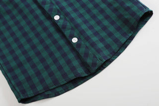 Blue and Green Tartan Boy's Dress Shirt Kids clothes    - Chickie Collective