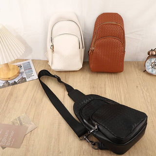 BRAIDED WEAVE VEGAN SLING CROSSBODY  BAG     - Chickie Collective