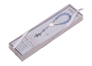 Sterling Silver Blue Baby Rosary Baptism Gift for Boys - Chickie Collective