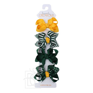 Collegiate Gift Set -3" Small Hair Bows on Snap Clip: Purple/ Yellow Gold - Chickie Collective
