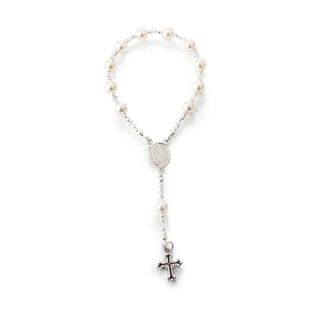 Sterling Silver White Baby Rosary Girl or Boy Baptism Gift - Chickie Collective